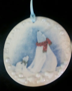 Hand Made Porcelain Polar Bear Ornament
