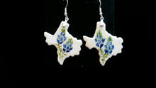 Load image into Gallery viewer, Texas Shaped Pendant and Earring Set  Bluebonnets