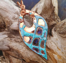 Load image into Gallery viewer, Turquoise and Copper Porcelain Pendant
