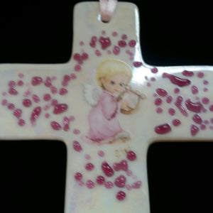 Hand Painted 6 Inch Porcelain Cross