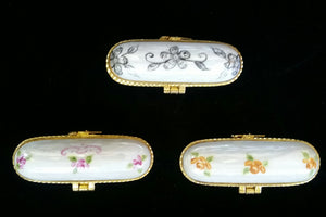 Sewing Needle Boxes,  Hand Painted Porcelain