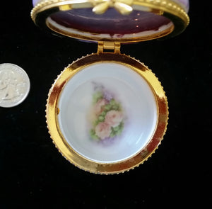 Hand Painted Porcelain Round Trinket Boxes