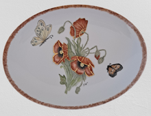 Load image into Gallery viewer, Hand Painted Serving Platter with Poppies and Butterflies
